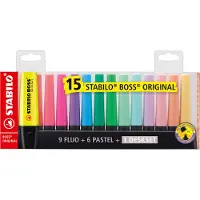 Stabilo BOSS ORIGINAL - Markeerstift - Hoogste Kwaliteit - Deskset Met 15 Kleuren