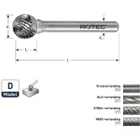 Rotec HM-Stiftfrees, model D - Z6 / Kruisvertand / ø16x14x59xø6mm - 4331601