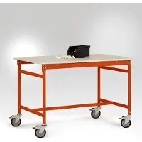 Manuflex LB4048.2001 ESD ESD-bijzettafel basismobiel met melamine tafelblad in roodoranje RAL 2001, bxdxh: 1250 x 800 x 853 mm Rood-oranje (RAL 2001)