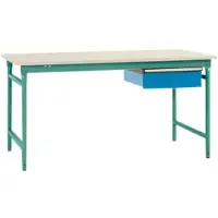 Manuflex BB5241.0001 Compleet bijzettafel basis stationair met melamine schijf + enkele lade, bxdxh: 1250 x 800 x 780 mm Grijs, Groen