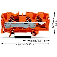 Wago 25 stuks doorgaande klem, 3-aderig, voor montage op montagebalk, 6,0 mm², oranje, artikelnummer 2006-1302