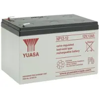 Yuasa NP12-12 Loodaccu 12 V 12 Ah Loodvlies (AGM) (b x h x d) 151 x 98 x 101 mm Kabelschoen 4.8 mm Onderhoudsvrij, VDS-certificering
