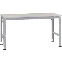Manuflex AU4014.9006 Werk achtergrond tafel universele standaard met staalbeslag schijf, bxdxh = 1000 x 800 x 760-870 mm Aluminium-zilver
