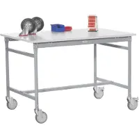 Manuflex BB4061.9006 Bijzettafel basismobiel met melamine tafelblad in aluminium zilver vergelijkbaar met RAL 9006, bxdxh: 1500 x 800 x 850 mm Aluminium-zilver