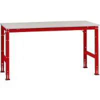 Manuflex AU6137.3003 Werk aanschuiftafel universele standaard met kunststof plaat, bxdxh = 2000 x 1200 x 760-870 mm Robijn-rood