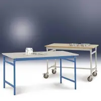 Manuflex BB3059.6011 Bijzettafel basis stationair met PVC-tafelblad in Reseda groen RAL 6011, bxdxh: 1500 x 600 x 780 mm Reseda groen (RAL 9010)