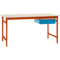 Manuflex BB5237.2001 Compleet bijzettafel basis stationair met kunststof plaat + enkele lade, bxdxh: 1000 x 800 x 780 mm Rood-oranje (RAL 2001)