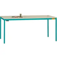 Manuflex LD1903.5021 ESD ESD-werktafel UNIDESK met rubber schijf, onderstel waterblauw RAL 5021, bxdxh = 1200 x 800 x 720-730 mm Waterblauw