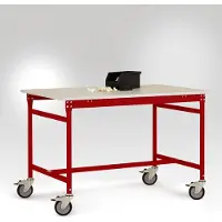 Manuflex LB4083.3003 ESD ESD-bijzettafel basismobiel met rubberlijm tafelblad in robijnrood RAL 3003, bxdxh: 2000 x 800 x 850 mm Robijn-rood