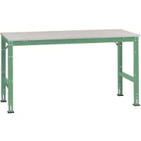 Manuflex AU6101.6011 Werk aanschuiftafel universele standaard met melamine schijf, bxdxh = 1750 x 1200 x 760-870 mm Reseda groen (RAL 9010)
