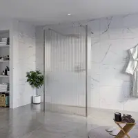 FortiFura Galeria Vrijstaande Inloopdouche - 110x200cm - Helder geribbeld - antikalk - 8mm veiligheidsglas - 2 zijwanden 30cm - wandsteunen en hoekprofielen - Geborsteld Gunmetal PVD SW927771