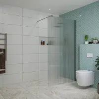 FortiFura Galeria inloopdouche - 110x200cm - ribbelglas - wandarm - PVD - geborsteld gunmetal (antraciet) SW915253/SW797907