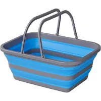 Pricenet Opvouwbare afwasteil - 16 liter - ruimtebesparend - siliconen - blauw/grijs