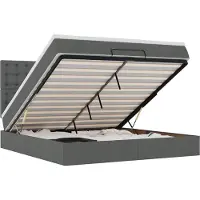 vidaXL Ottoman bed met matras 180x200cm stof donkergrijs