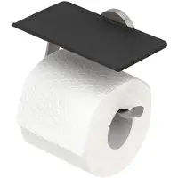 Tiger Noon - Wc rolhouder met planchet - Toiletrolhouder - Zonder boren - Boren of lijmen - RVS geborsteld