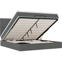 vidaXL Ottoman bed met matras en LED's 180x200cm stof donkergrijs