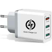 AV AUDIO AV Oplader Adapter - Snellader 30 Watt - 3x USB-A - Universele Fast Charger Lader - Wit