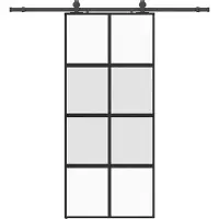 vidaXL Schuifdeur met beslag, zwart, 90x205 cm, veiligheidsglas