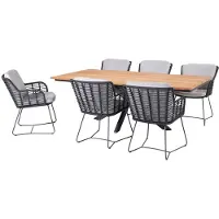 4 Seasons Outdoor Minerva Fabrice dining tuinset 220x95xH75cm 7 delig teak