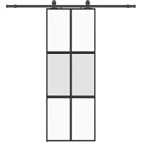 vidaXL Schuifdeur met beslagset 76x205 cm gehard glas zwart