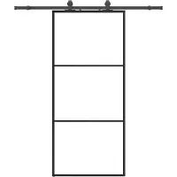 vidaXL Schuifdeur met beslagset 90x205 cm ESG glas zwart