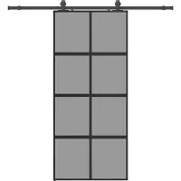 vidaXL Schuifdeur met beslagset 90x205 cm gehard glas zwart