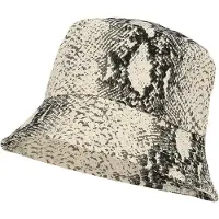 Sarlini Vissershoedje/zonnehoedje slangenprint - beige - one size - volwassenen - bucket hat