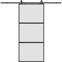 vidaXL Schuifdeur met beslagset 90x205 cm gehard glas zwart