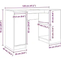 vidaXL Bureau 120x42x76 cm spaanplaat wit