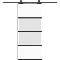 vidaXL Schuifdeur met beslagset 90x205 cm gehard glas zwart