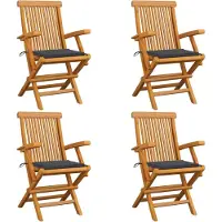 vidaXL Tuinstoelen 4 st met antracietkleurige kussens massief teakhout
