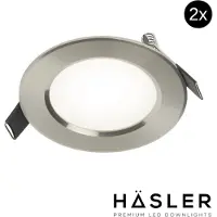 Hasler Inbouwspot Häsler Comarruga Incl. Fase Aansnijding Dimbaar 9.2 cm 4 Watt Helder Wit RVS Set 2x