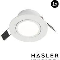 Hasler Inbouwspot Häsler Ancona Incl. Fase Aansnijding Dimbaar 8 cm 4 Watt Helder Wit RVS Set 1x
