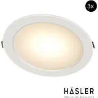 Hasler Inbouwspot Häsler Toledo Incl. Fase Aansnijding Dimbaar 13.7 cm 8 Watt Warm Wit Set 3x