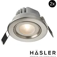 Hasler Inbouwspot Häsler Tarragona Incl. Fase Aansnijding Dimbaar 8 cm 4 Watt Warm Wit RVS Set 2x