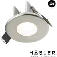 Hasler Inbouwspot Häsler Ferrara Incl. Fase Aansnijding Dimbaar 6,8 cm 4 Watt Helder Wit RVS Set 4x