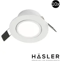 Hasler Inbouwspot Häsler Ancona Incl. Fase Aansnijding Dimbaar 8 cm 4 Watt Helder Wit RVS Set 10x