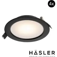 Hasler Inbouwspot Häsler Zamorra Incl. Fase Aansnijding Dimbaar 13.7 cm 8 Watt Warm Wit Zwart Set 4x