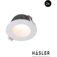 Hasler Inbouwspot Häsler Greccio Incl. Fase Aansnijding Dimbaar 8.8 cm 3.6 Watt Warm Wit Set 2x
