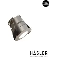Hasler Inbouwspot Häsler Grado Incl. Fase Aansnijding Dimbaar 3.4 cm 1.8 Watt Warm Wit RVS look Set 10x