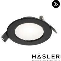 Hasler Inbouwspot Häsler Murcia Incl. Fase Aansnijding Dimbaar 9.2 cm 4 Watt Helder Wit Zwart Set 3x