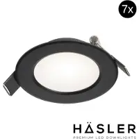 Hasler Inbouwspot Häsler Murcia Incl. Fase Aansnijding Dimbaar 9.2 cm 4 Watt Helder Wit Zwart Set 7x