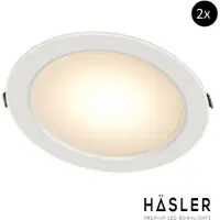 Hasler Inbouwspot Häsler Toledo Incl. Fase Aansnijding Dimbaar 13.7 cm 8 Watt Warm Wit Set 2x