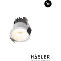 Hasler Inbouwspot Häsler Atrano Incl. Fase Aansnijding Dimbaar 5 cm 3.6 Watt Warm Wit Set 9x
