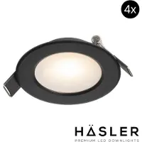 Hasler Inbouwspot Häsler Murcia Incl. Fase Aansnijding Dimbaar 9.2 cm 4 Watt Warm Wit Zwart Set 4x