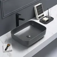 Sanisense Toscane waskom incl clickwaste mat antraciet 50x39 cm