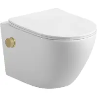 Delivo Liva bidet toilet wit met bidetkraan goud rimfree met softclose zitting