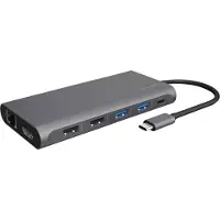 Raidsonic technology ICY BOX USB-C Docking Station met 2 HDMI-poorten, 1 DisplayPort 1.4-poort, 100 W Power Delivery, 4 USB-poorten, Lezer van