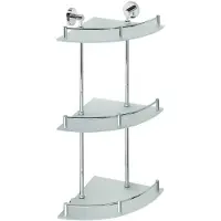 Sapho Drievoudige Glazen Hoekplank X-Round 25x67x25 cm Chroom