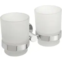 Sapho Dubbele Bekerhouder X-Round Hangend Chroom / Melkglas